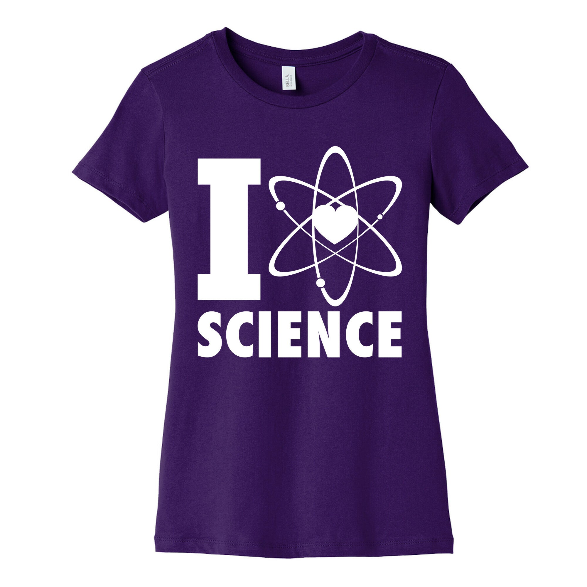 I Love Science (Atom Heart) (White Ink) Women's Cotton Tee